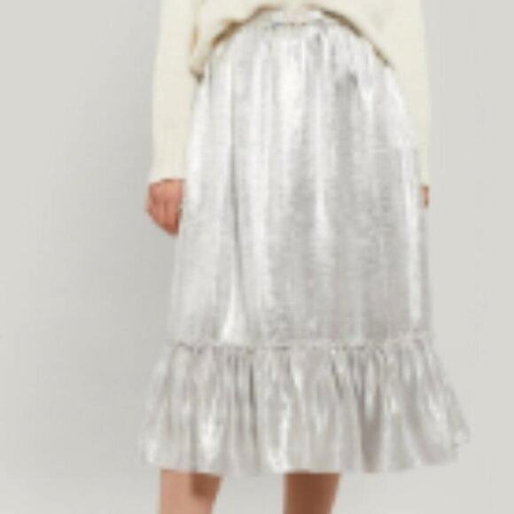 Shrimps Pearl bow embellished metallic jacquard skirt silver size 8 - Picture 9 of 12
